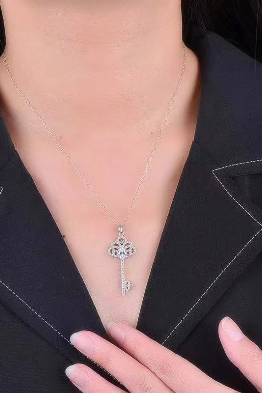 Collier pendentif clé Moissanite 1 Carat
