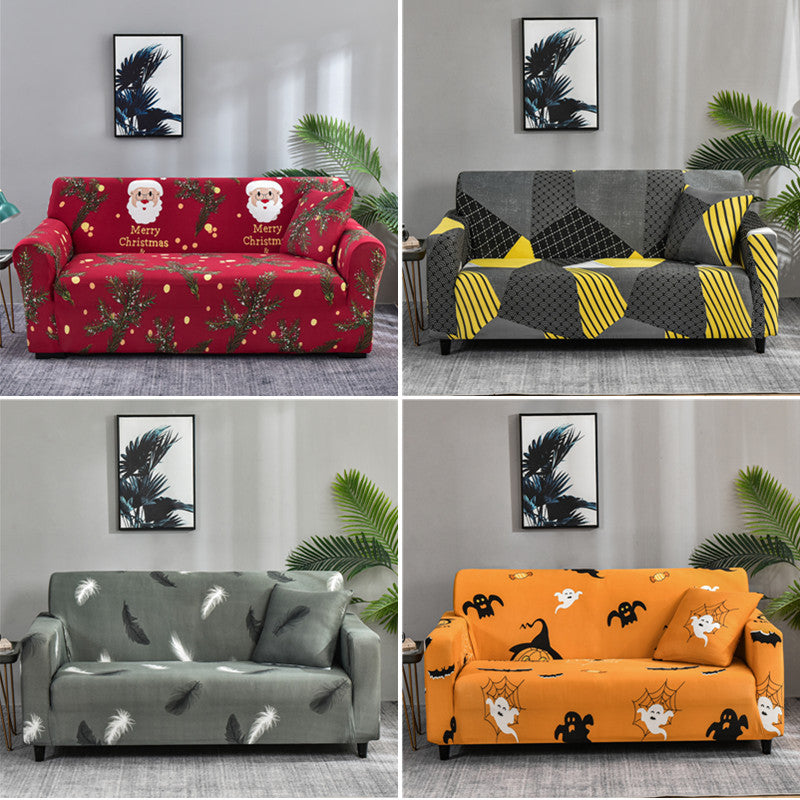 Printed sofa cover with all inclusive sand and elastic sofa cover