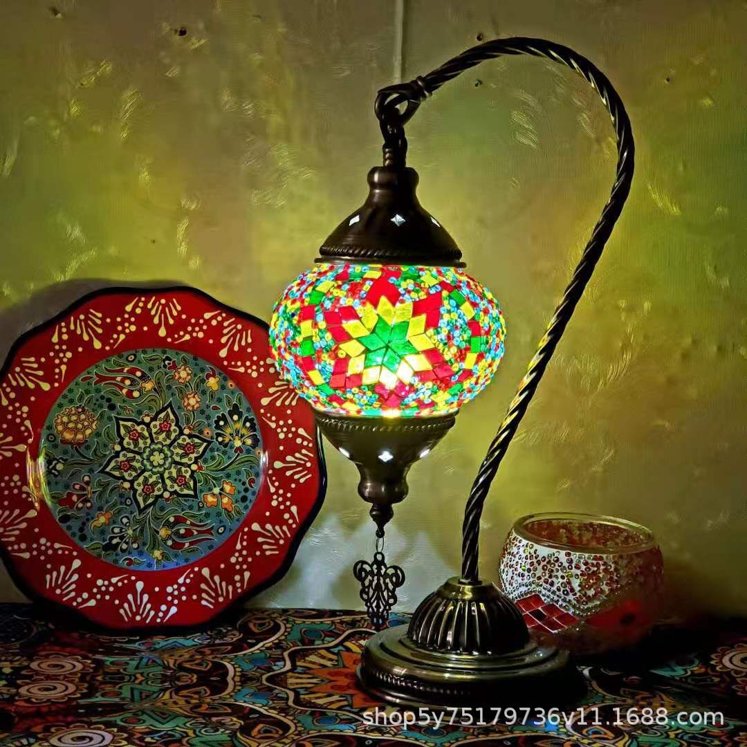 Table de chevet en mosaïque rétro marocaine exotique, coiffeuse Little Swan Cafe, table basse, lampe décorative