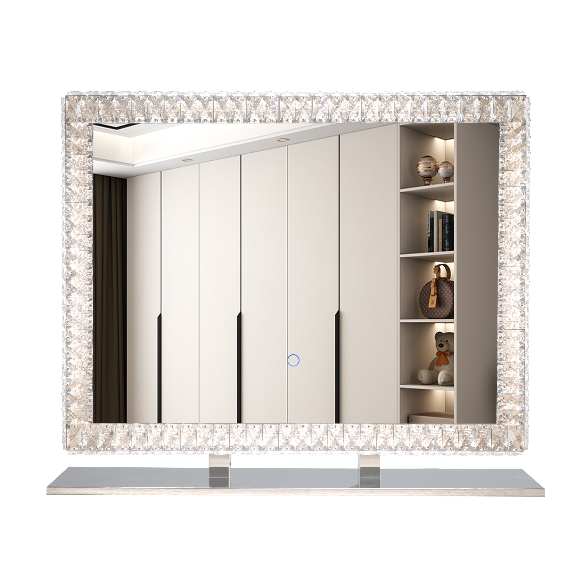 Miroir lumineux LED en cristal avec lumières à intensité variable