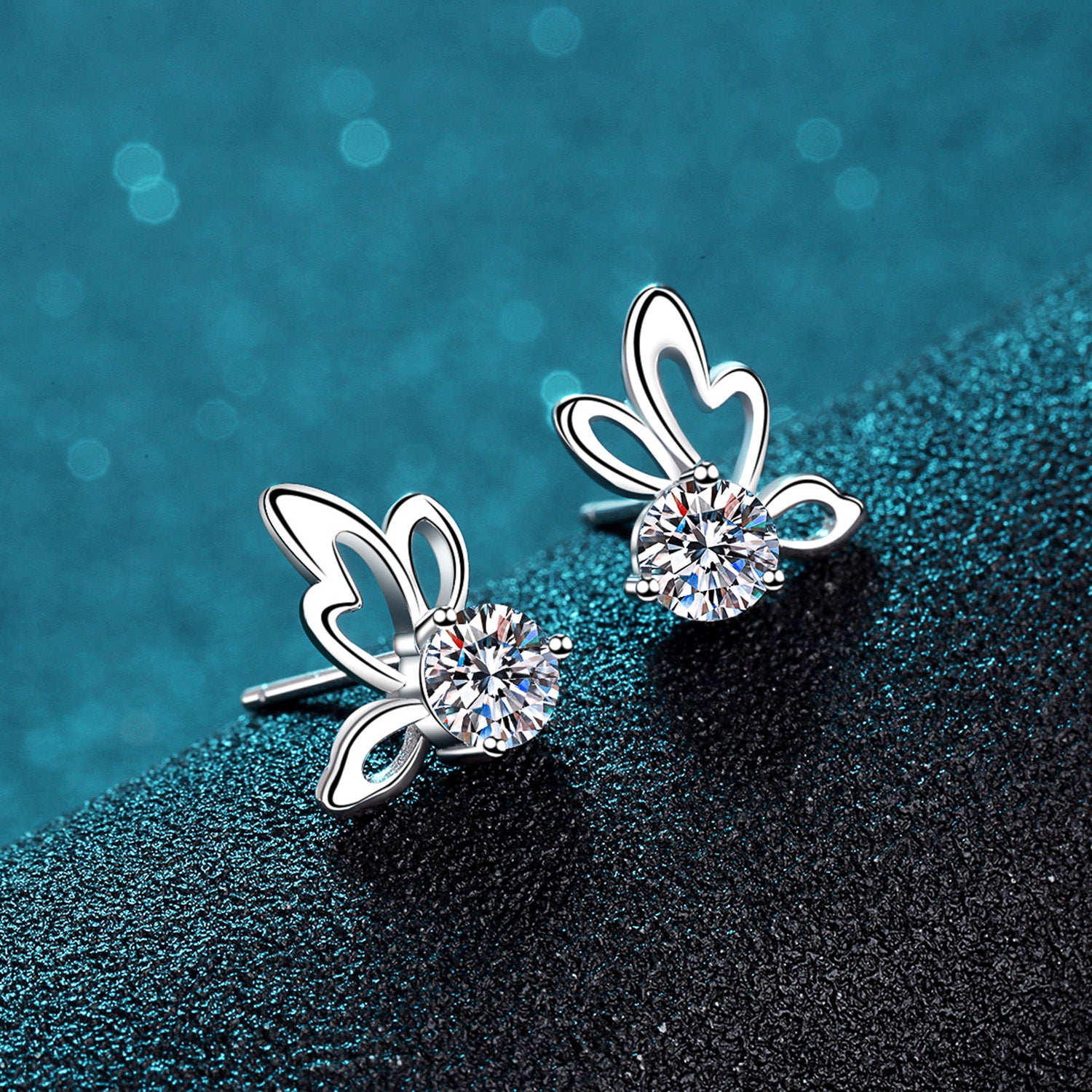 Boucles d'oreilles papillon en moissanite 1 carat