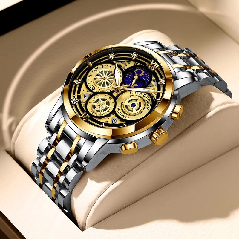 Montre à quartz pour homme, squelette, nouveau concept, étanche, multifonctionnelle