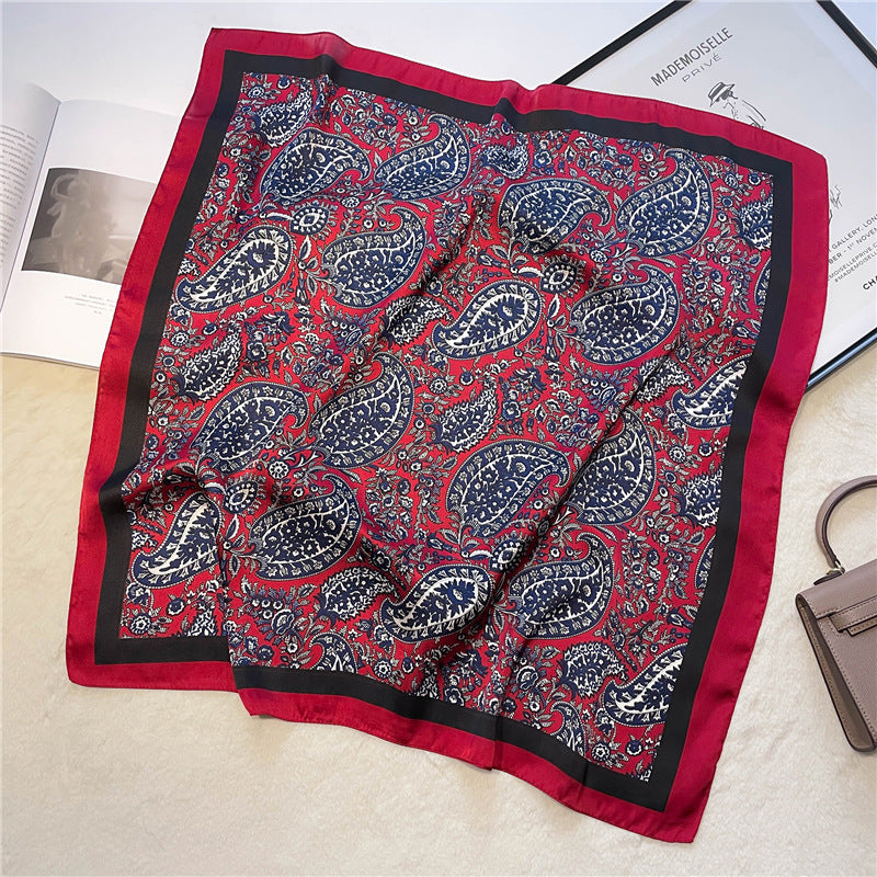Foulards imprimés rétro noix de cajou foulards de tempérament polyvalents petits foulards carrés pour femmes foulards décoratifs