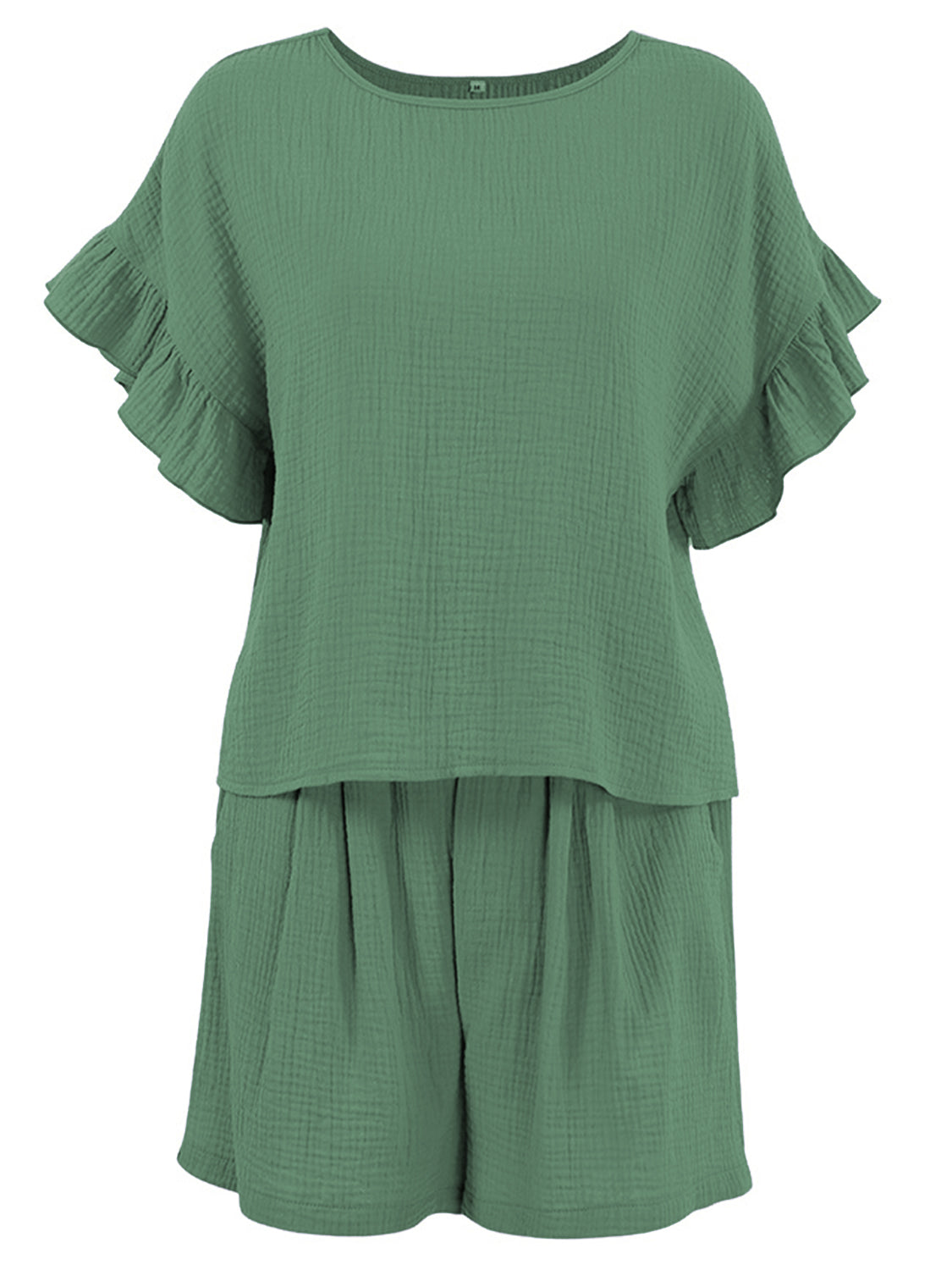Ensemble haut à col rond et short à volants