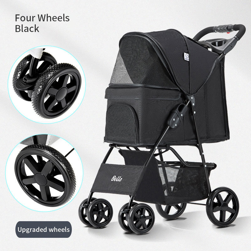 Chariot d'été léger pliable pour animaux de compagnie, chariot de voyage à quatre roues pour chiens