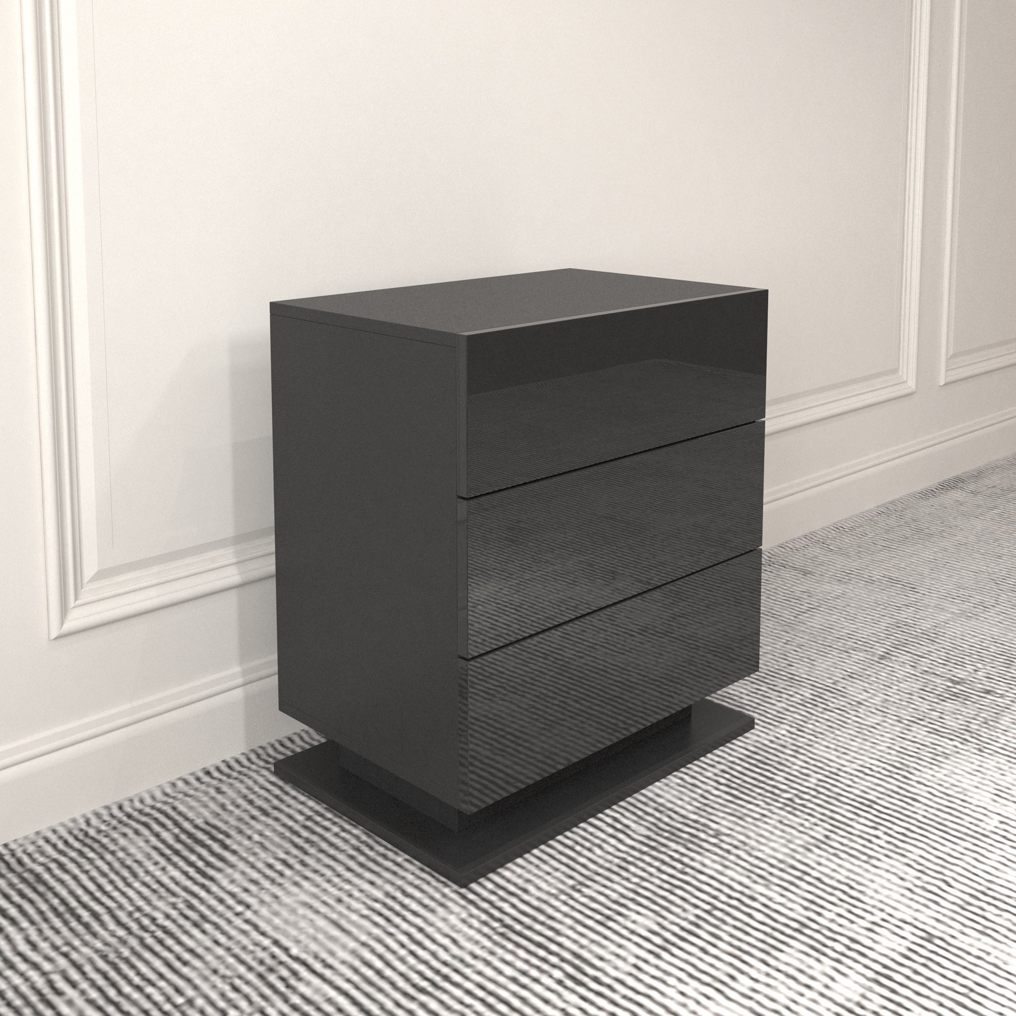 Table de chevet avec 3 tiroirs de rangement, lumières LED, table d'appoint pour chambre à coucher