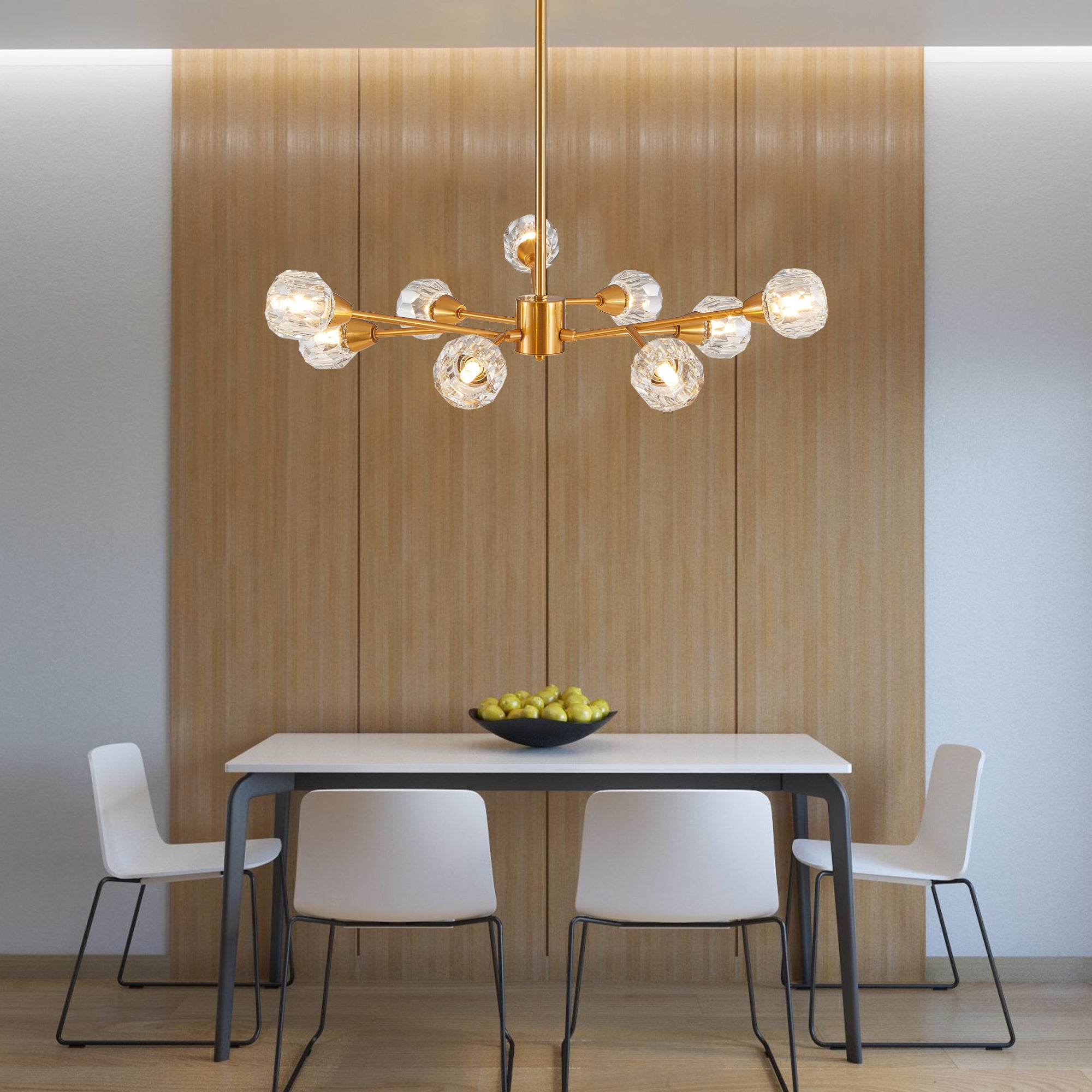 Lustres en cristal modernes, lustre doré à 9 lumières pour salon et chambre (ampoules non incluses)