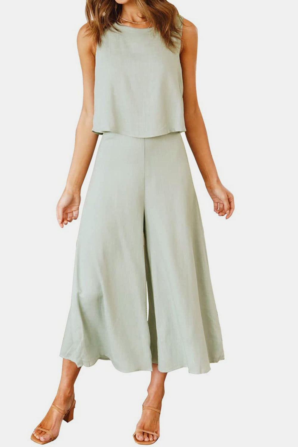 Ensemble haut à col rond et pantalon large