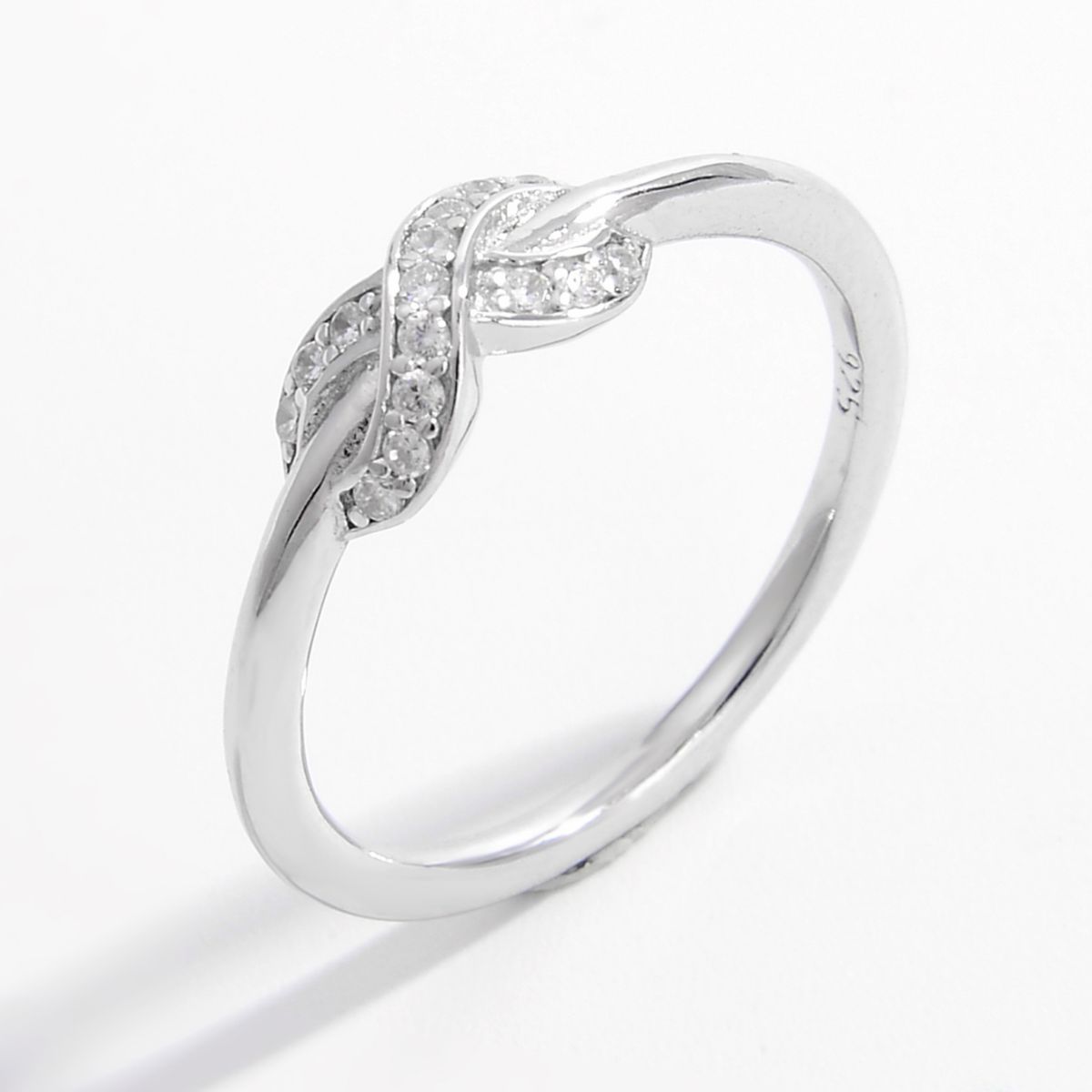 Bague géométrique en argent sterling 925 et zircon