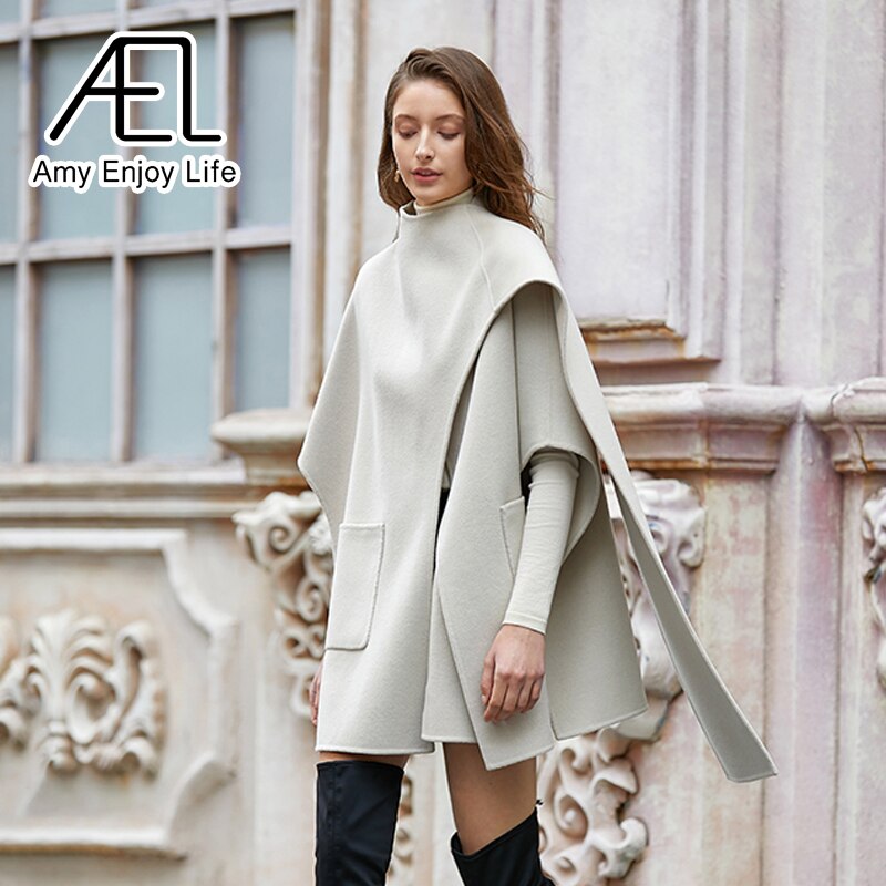 Manteau en laine ample et irrégulier pour femme, style streetwear, collection automne-hiver