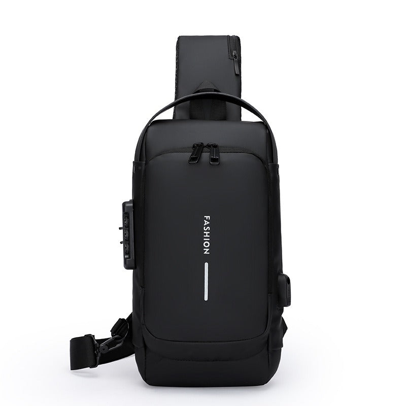 Sac à bandoulière étanche et antivol avec mot de passe et port USB pour homme