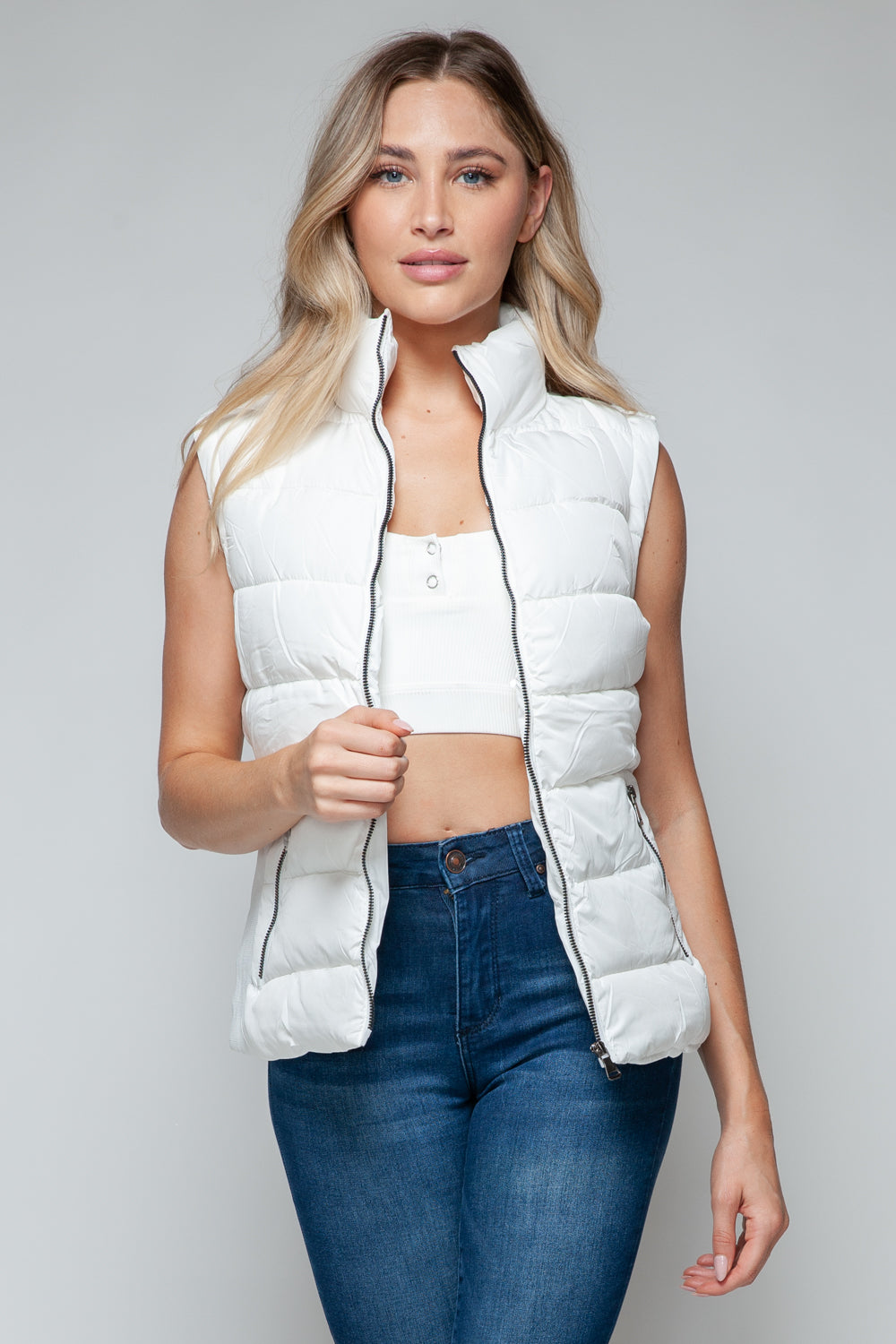 Gilet à col roulé zippé snob avec poches