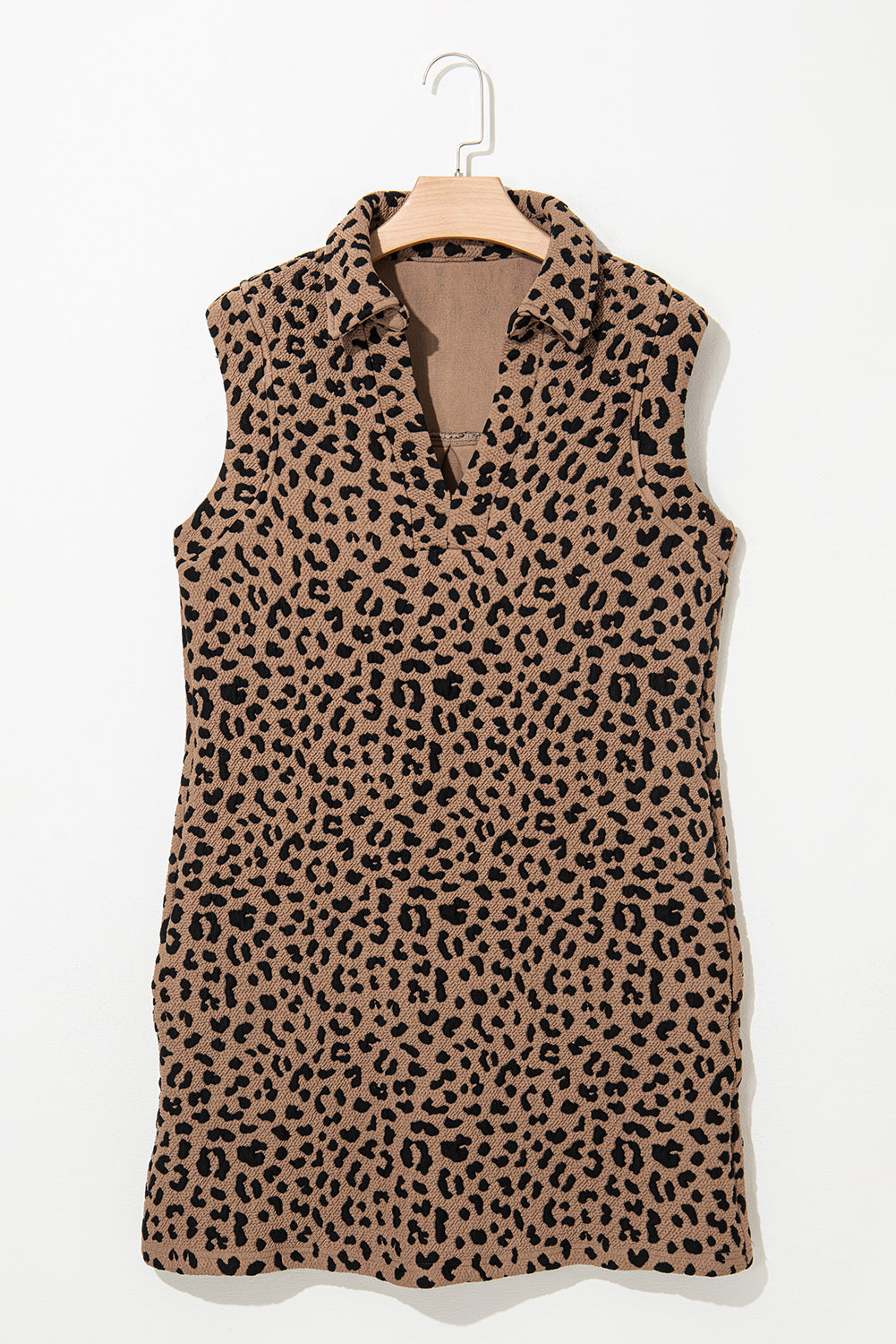 Mini-robe sans manches à col Johnny léopard