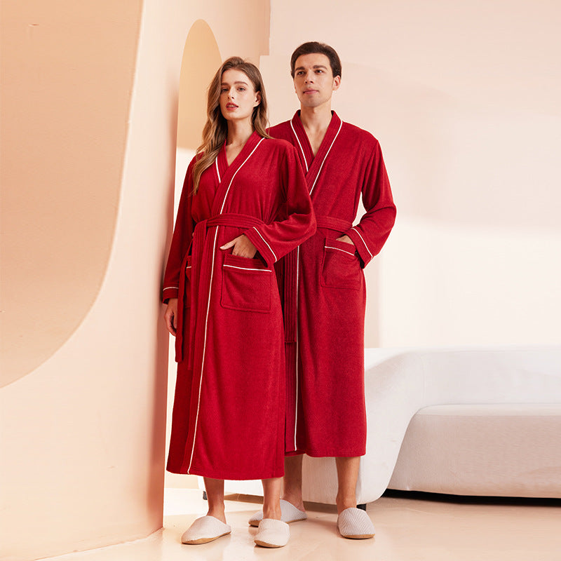 Peignoir homme et femme serviette tissu yukata à manches longues serviette de bain peignoir absorbant séchage rapide style quatre saisons