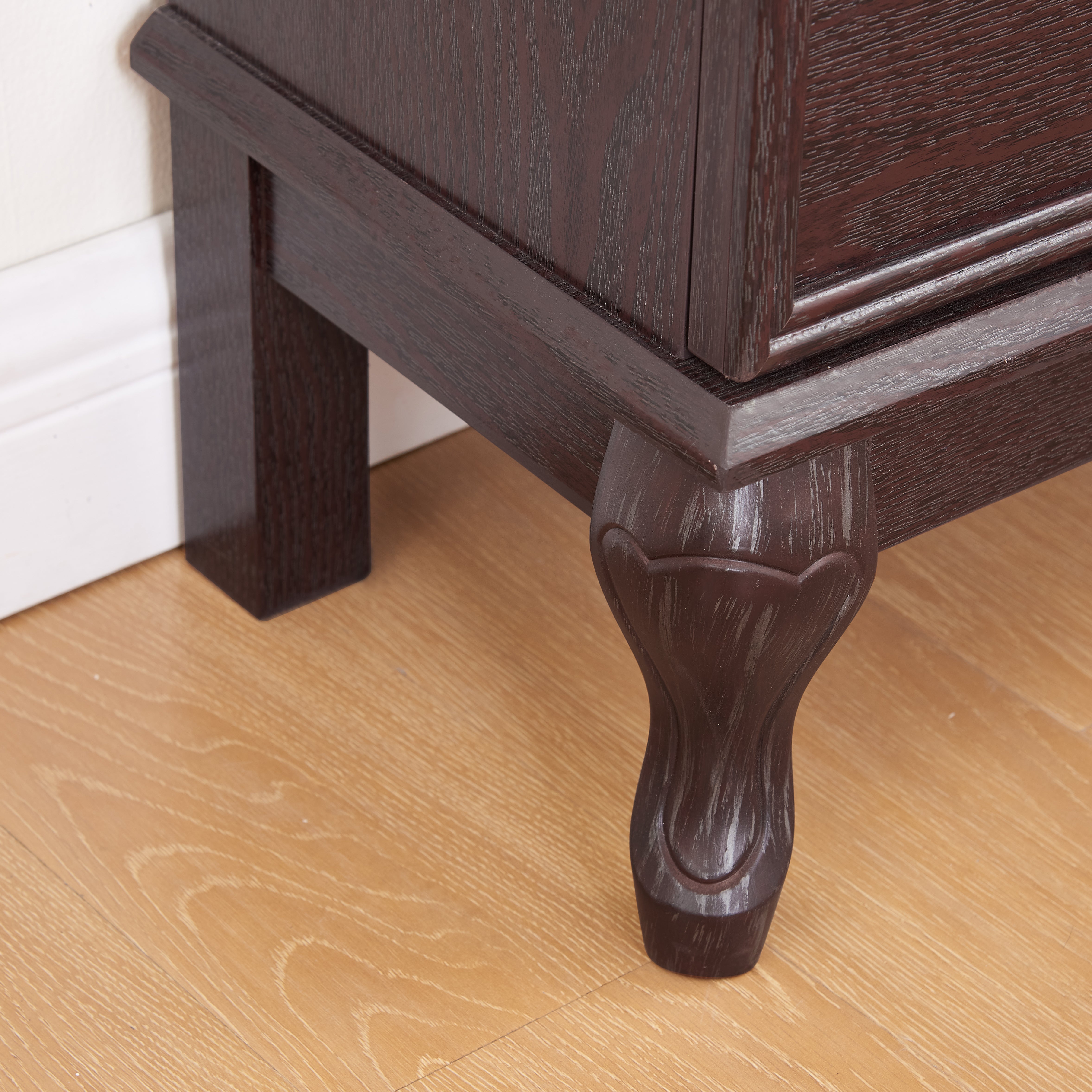 Curio cabinet lighting glass cabinet with adjustable glass frame, 2 doors and 1 drawer with light bulb, dark cherry color