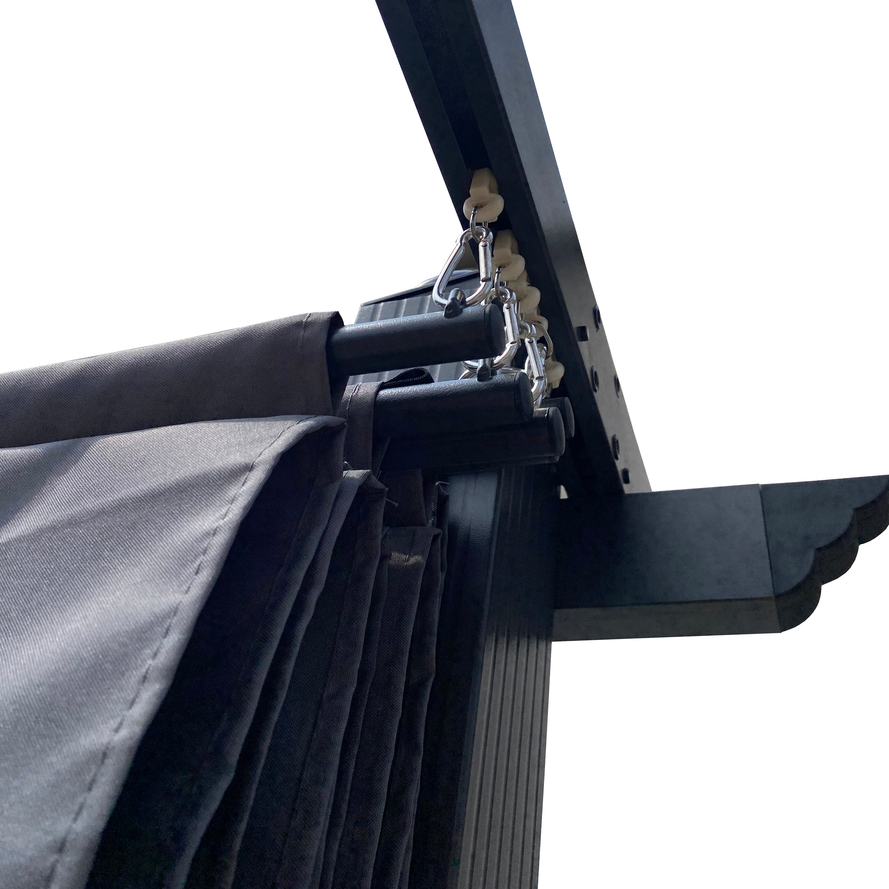 Pergola rétractable d'extérieur de 10 x 10 pieds avec auvent et abri solaire pour jardins, terrasses et arrière-cour, grise