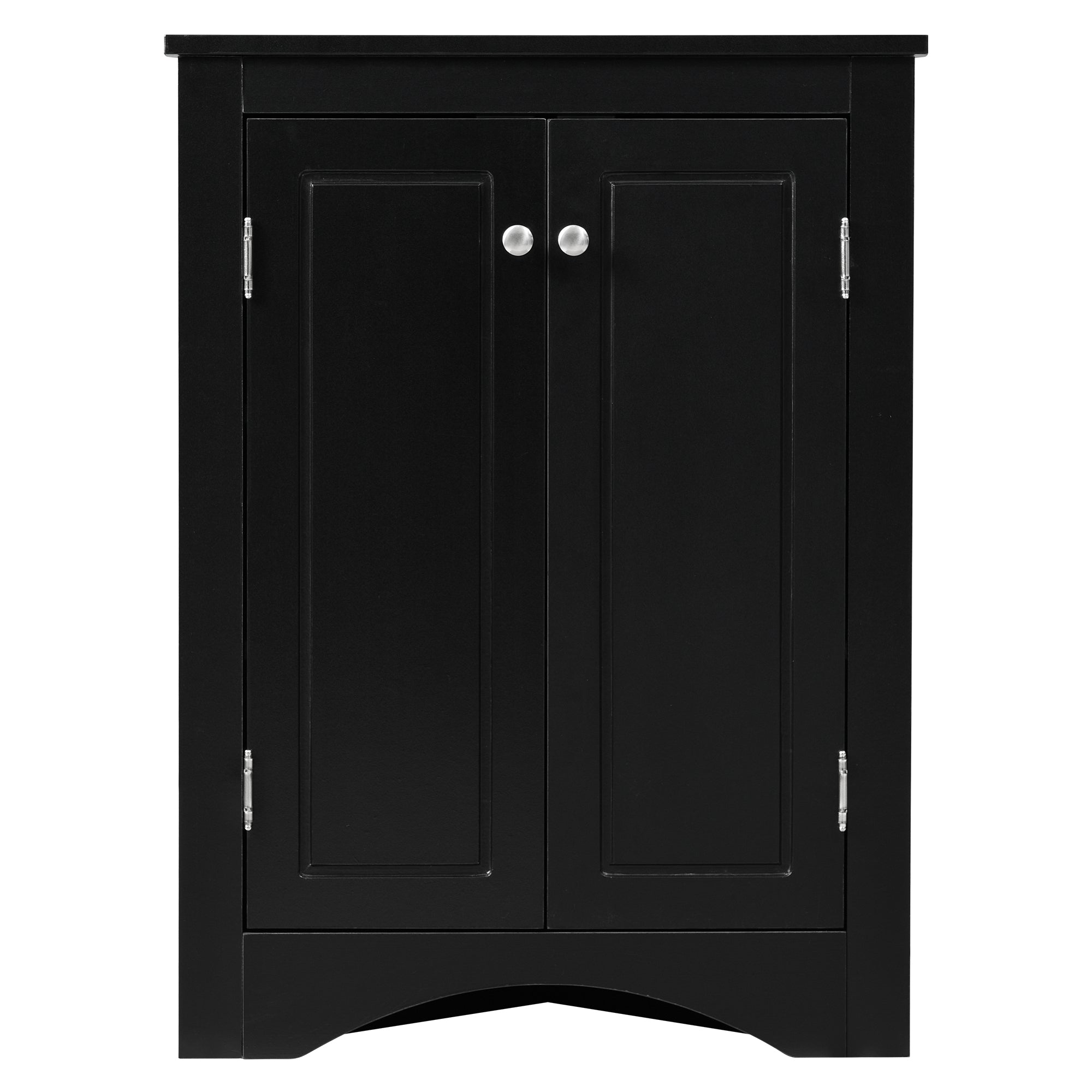 Meuble de rangement triangulaire noir pour salle de bain avec étagères réglables, meuble de sol autoportant pour cuisine