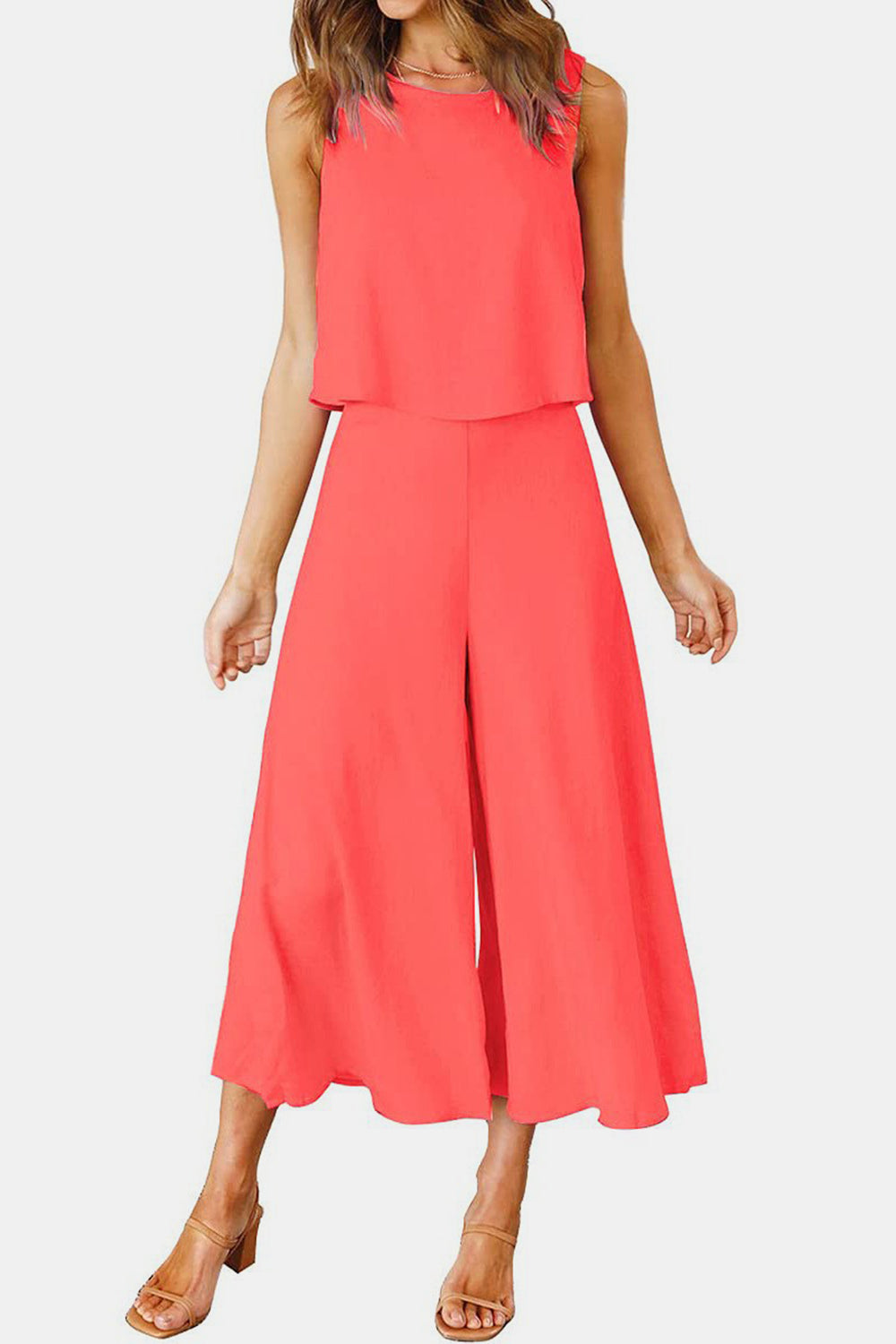 Ensemble haut à col rond et pantalon large