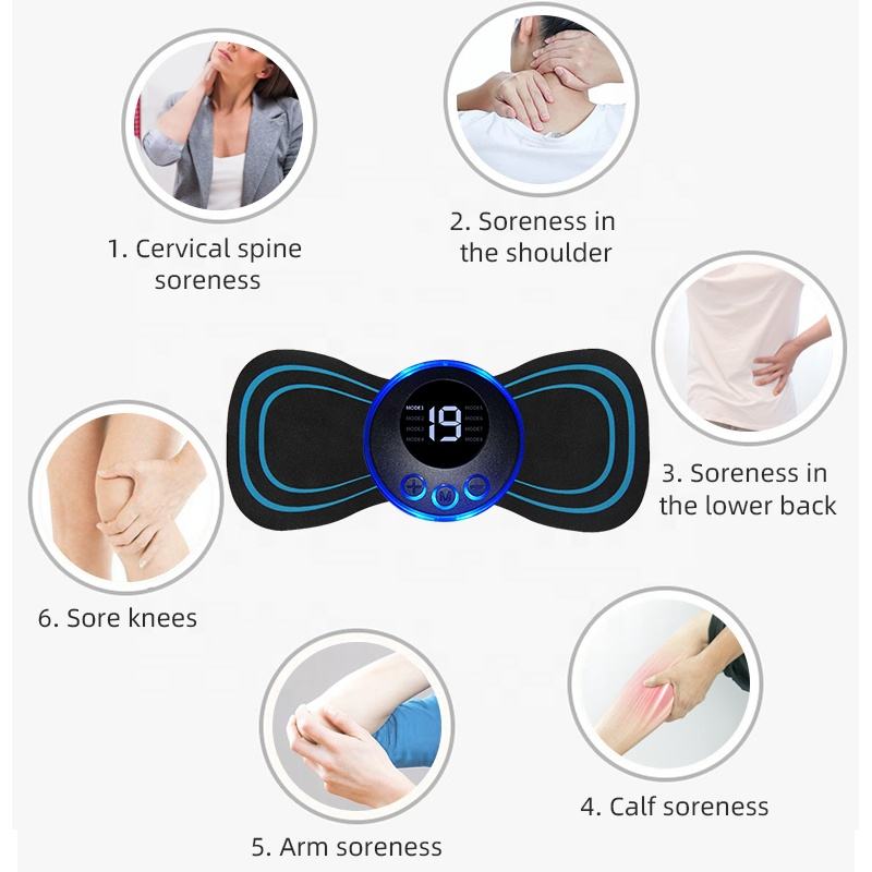 Masseur de cou électrique EMS à impulsions, patch de massage cervical, autocollant pour le dos, stimulateur musculaire, soulagement portable de la douleur, relaxation