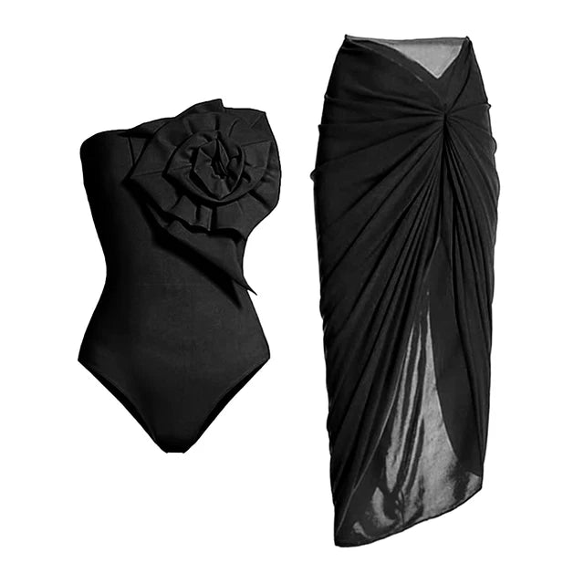 Maillot de bain une pièce à fleurs 3D pour femmes, tenue de vacances