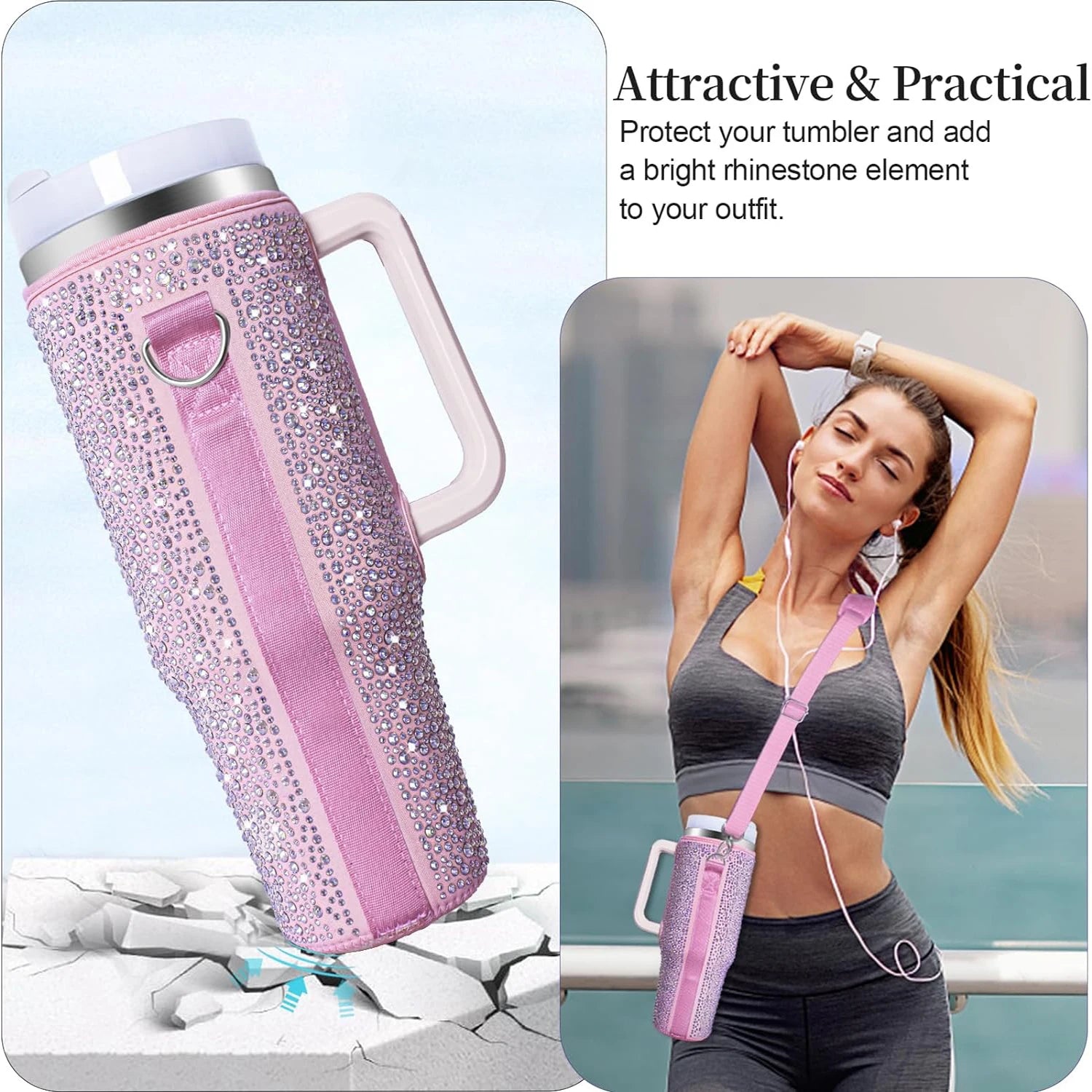 Diamond Mug Sleeves For Portable Water Kettle Carrier Holder Bag With Straps Outdoor Drinkware Accessory