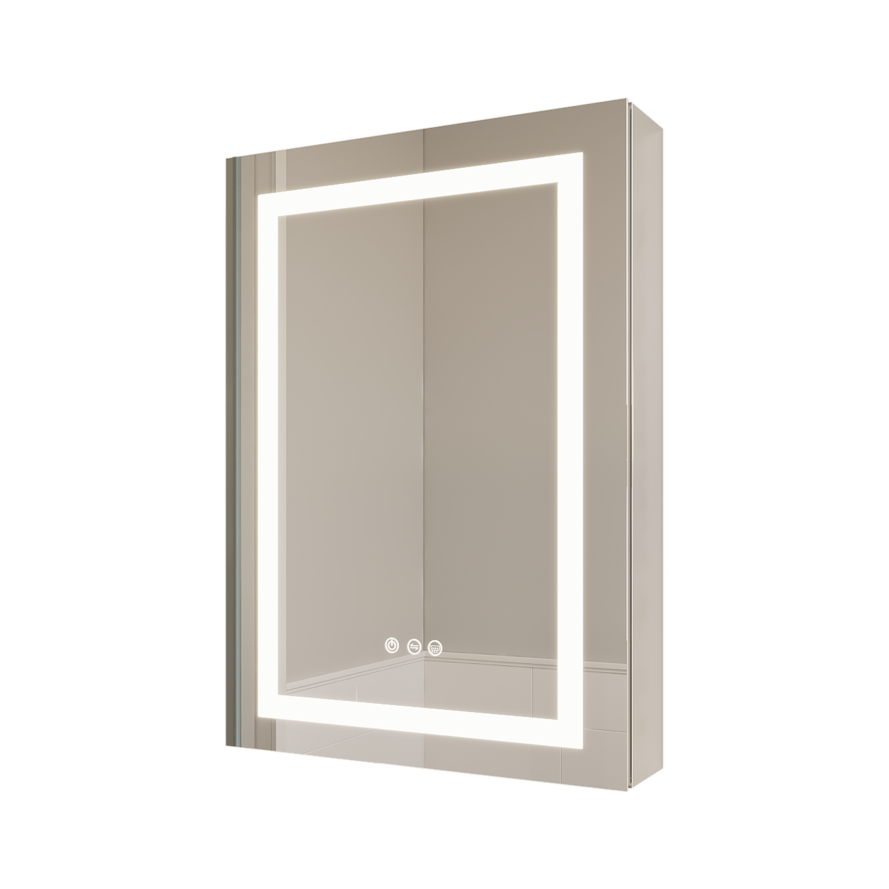 Armoire à pharmacie de salle de bain 26x20 pouces (porte gauche) avec miroir LED 3000K ~ 6000K éclairage à porte simple armoire de salle de bain avec interrupteur tactile réglable