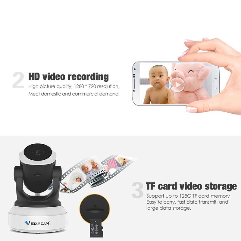 Caméra de surveillance IP sans fil d'intérieur VStarcam HD 720P, WiFi, panoramique