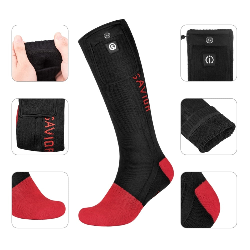 Chaussettes chauffantes chaudes, chaussettes chauffantes, chaussettes de ski de sport, pieds chauds d'hiver, batterie, chaussettes chaudes, hommes et femmes