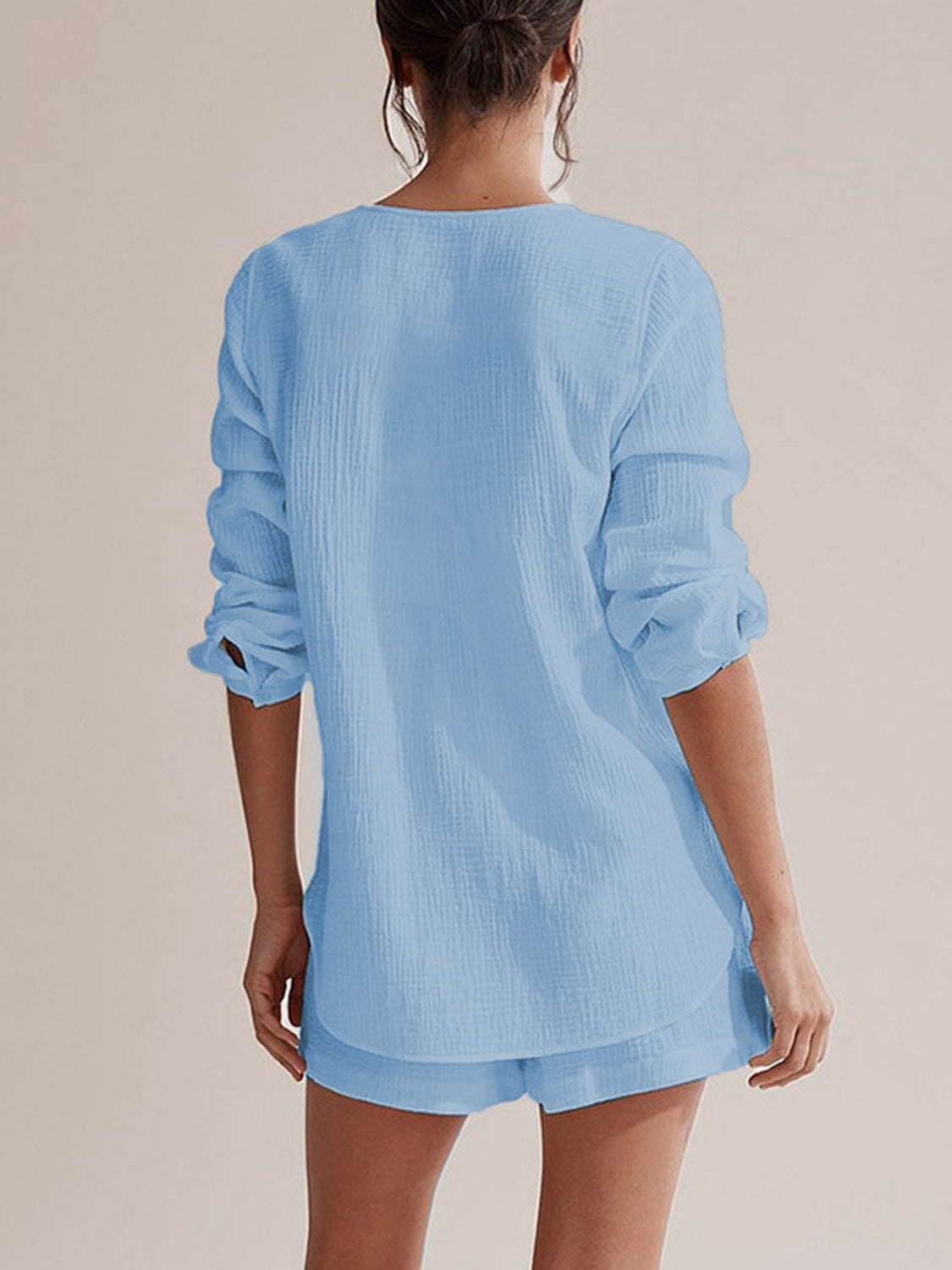 Ensemble haut à manches longues et short crantés