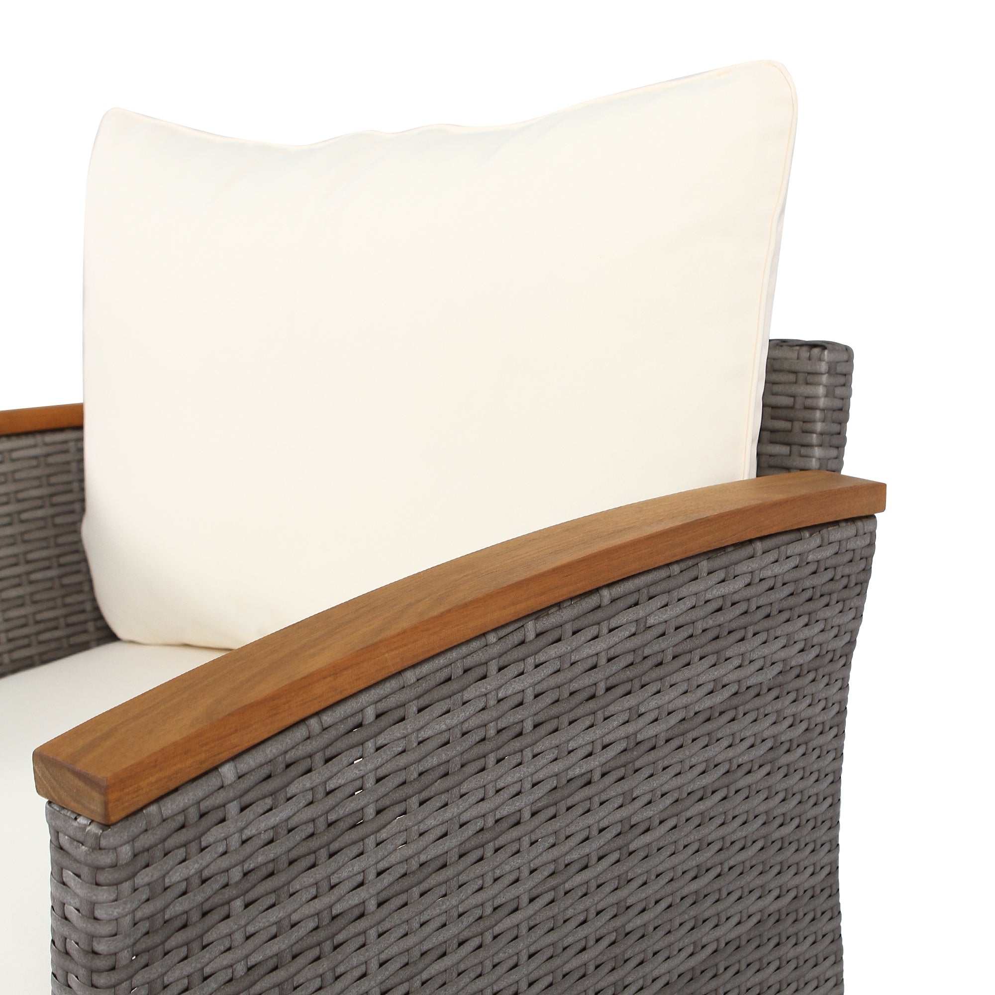 Ensemble de meubles de patio en rotin 9 pièces avec pieds en bois d'acacia et ensemble de canapé de table, table basse coussin lavable beige