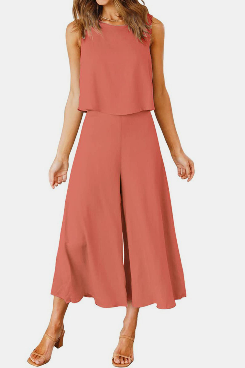 Ensemble haut à col rond et pantalon large