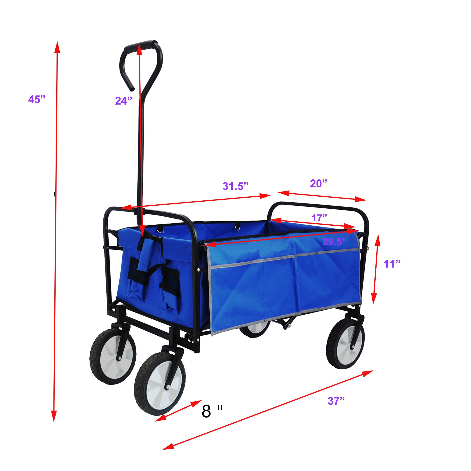 Folding Wagon Garden Shopping Beach Cart (Blue)
