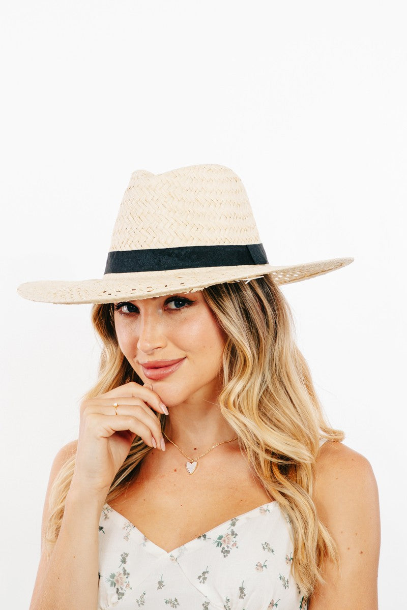 Chapeau de soleil en paille tressée Fame