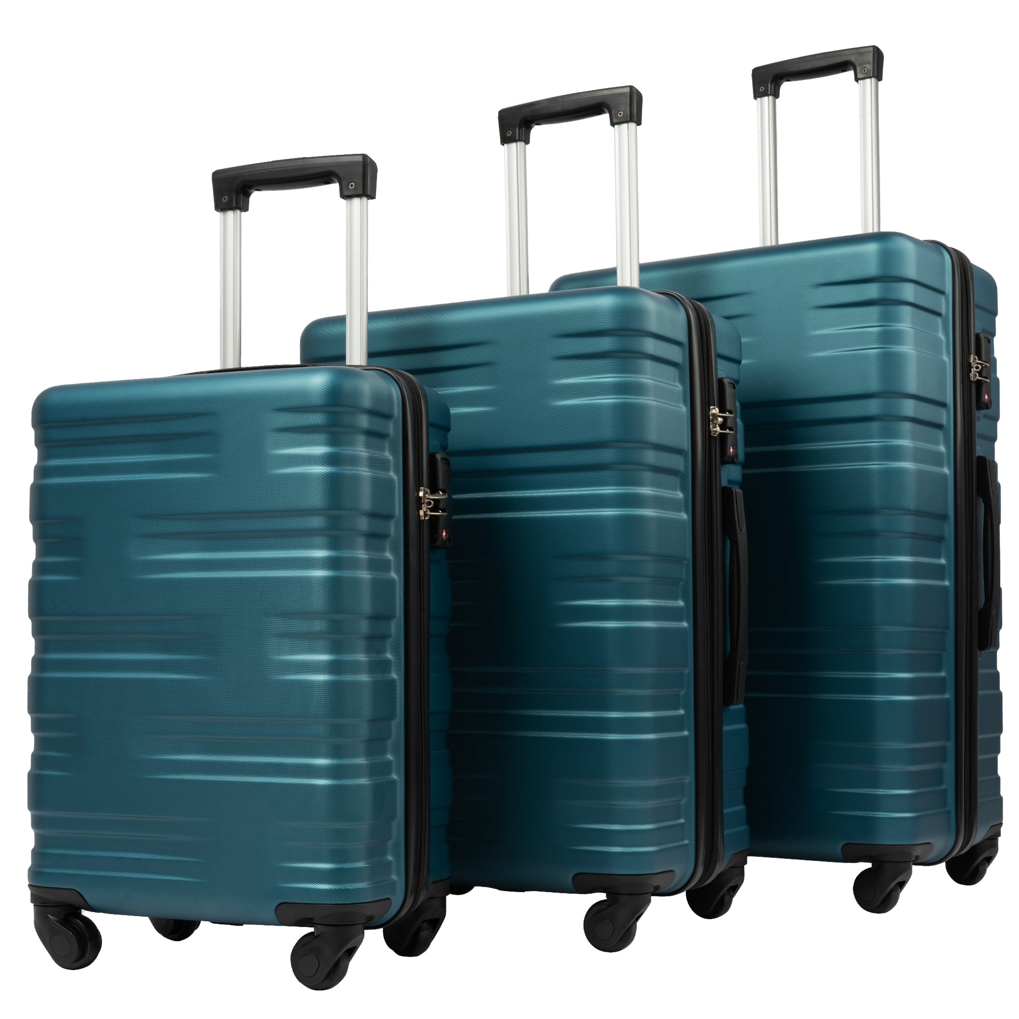 Ensemble de 3 valises rigides à roulettes avec serrure TSA, légères, 50,8 cm, 61 cm, 71 cm, bleu marine + ABS