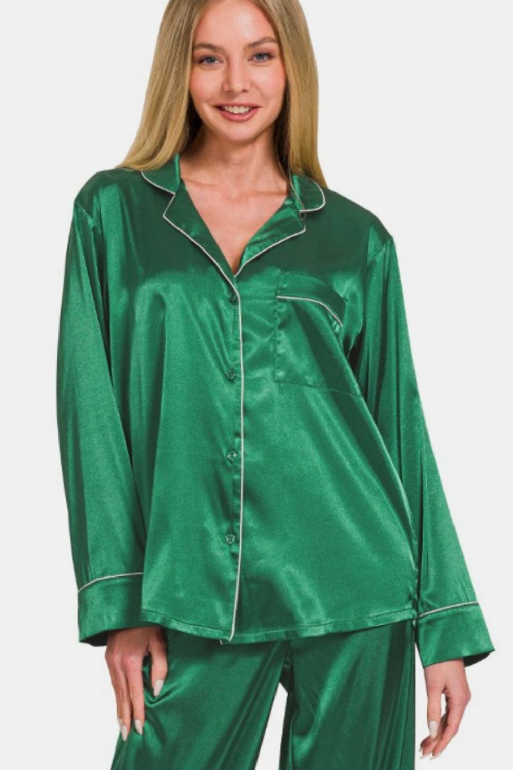 Ensemble pyjama Zenana en satin à manches longues et pantalon