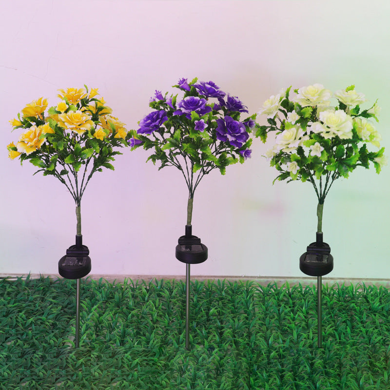 Led Solar Lantern Outdoor Garden Courtyard Decoration Lawn Lamp Simulation Solar Hibiscus Flower