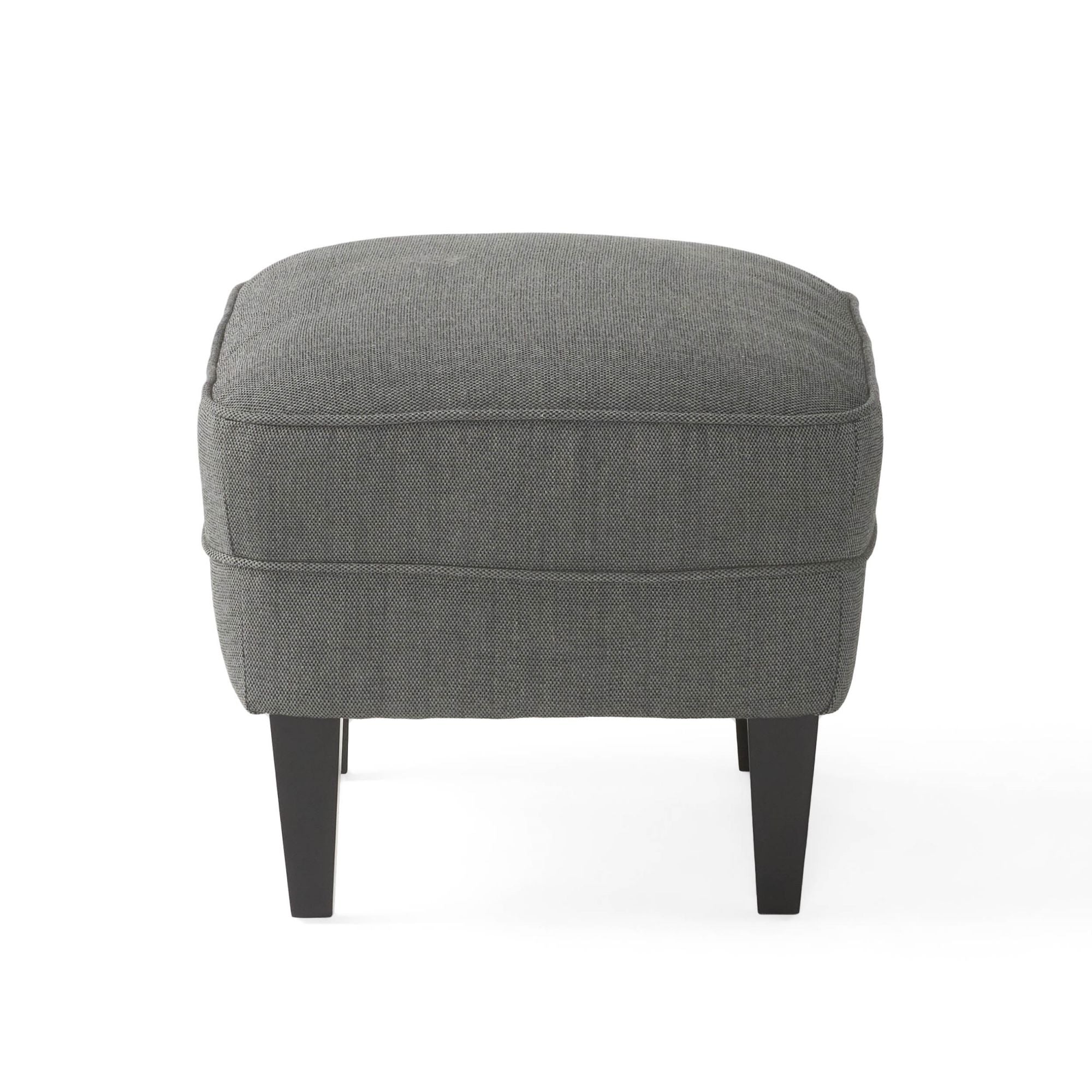 Ensemble de fauteuil club et ottoman en tissu gris moderne, fauteuil rembourré élégant, associé à un style ottoman