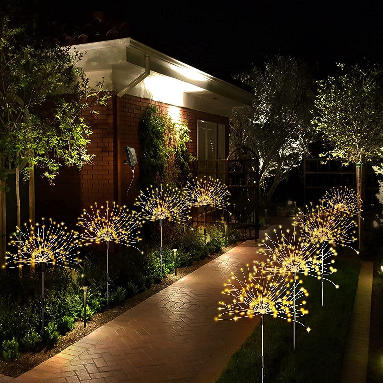Feux d'artifice solaires à LED, boules lumineuses, guirlandes lumineuses gypsophiles pour jardin, pelouse, étoiles explosives