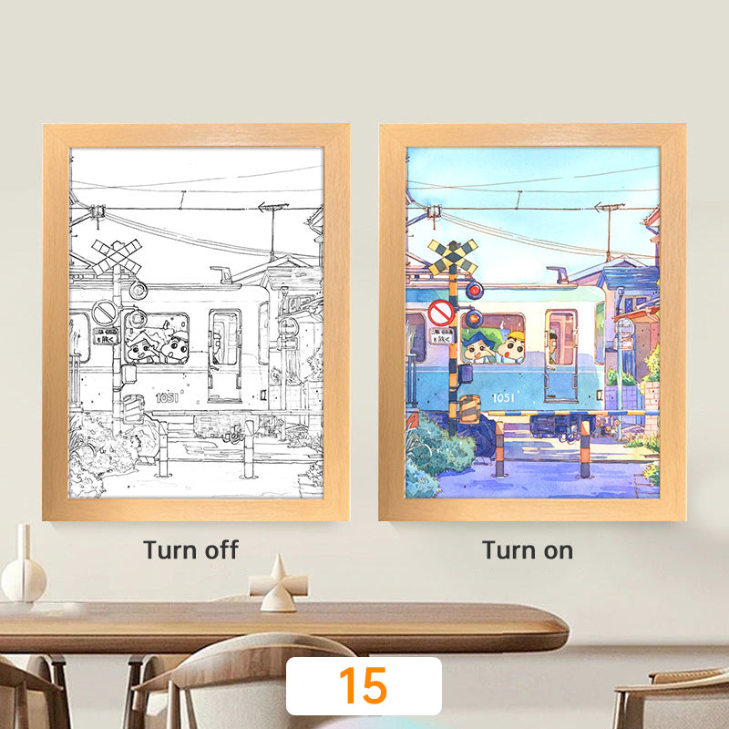 Lampe de lune à LED avec peinture lumineuse animée Kyojuro Rengoku Kimetsu Demon Slayer, cadre photo pour décoration murale de chambre, cadeaux Hoom Deco No Yaiba