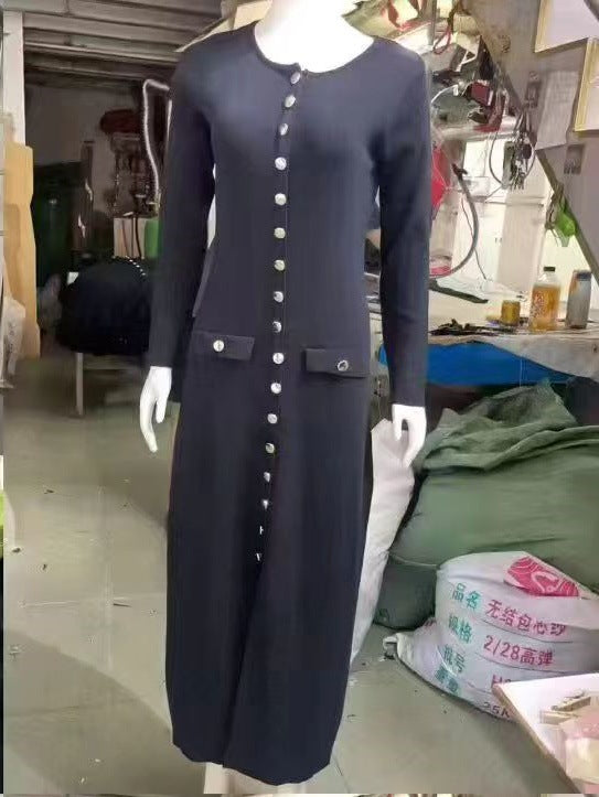 Summer New Knitted Dress for WomenElegant Evening Dress Round Neck Sleeveless, Button Closure Fashionable, Sexy, Fitted Silhouette