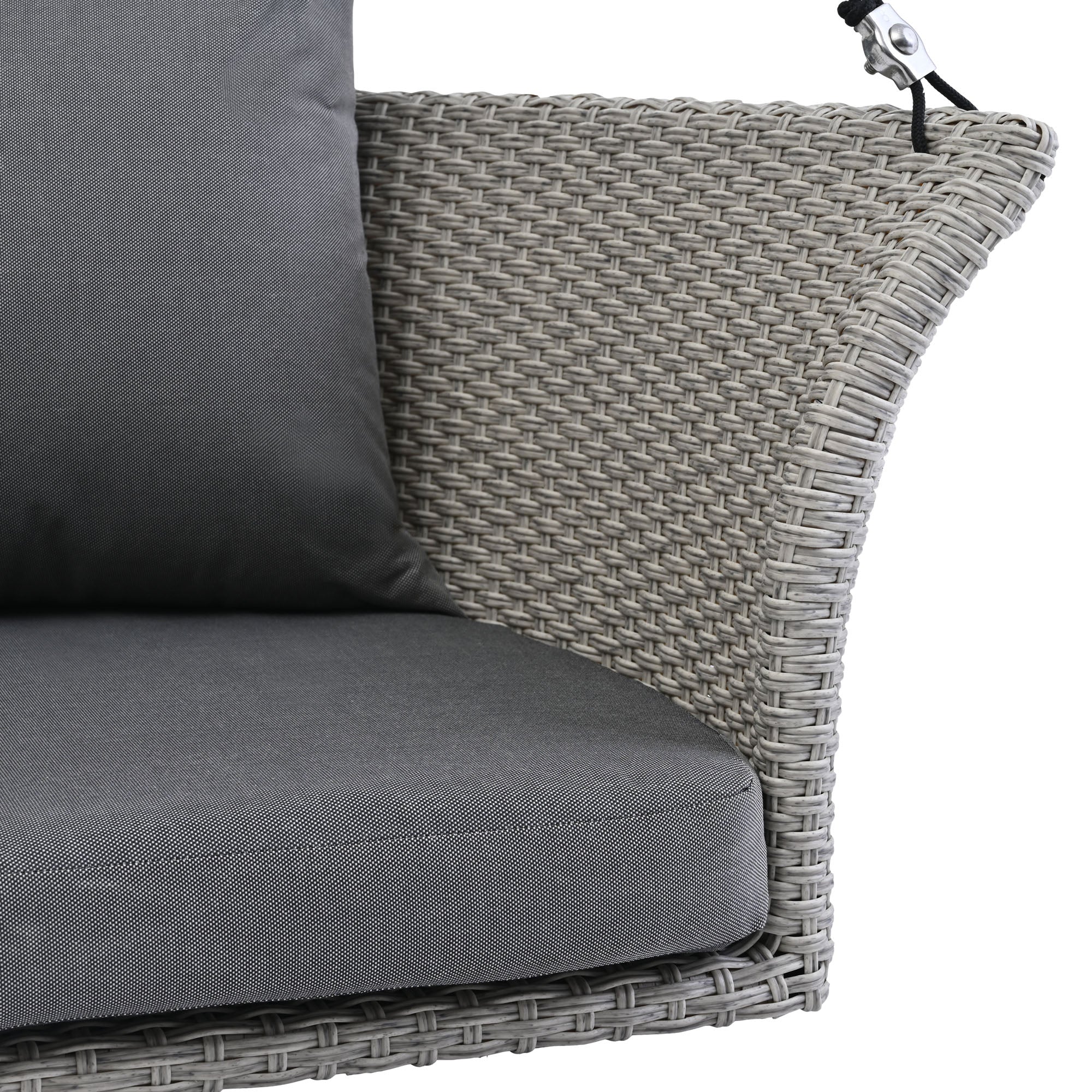 Siège suspendu GO 51,9" pour 2 personnes, balancelle en rotin tressé, balançoire de porche avec cordes, osier gris et coussin