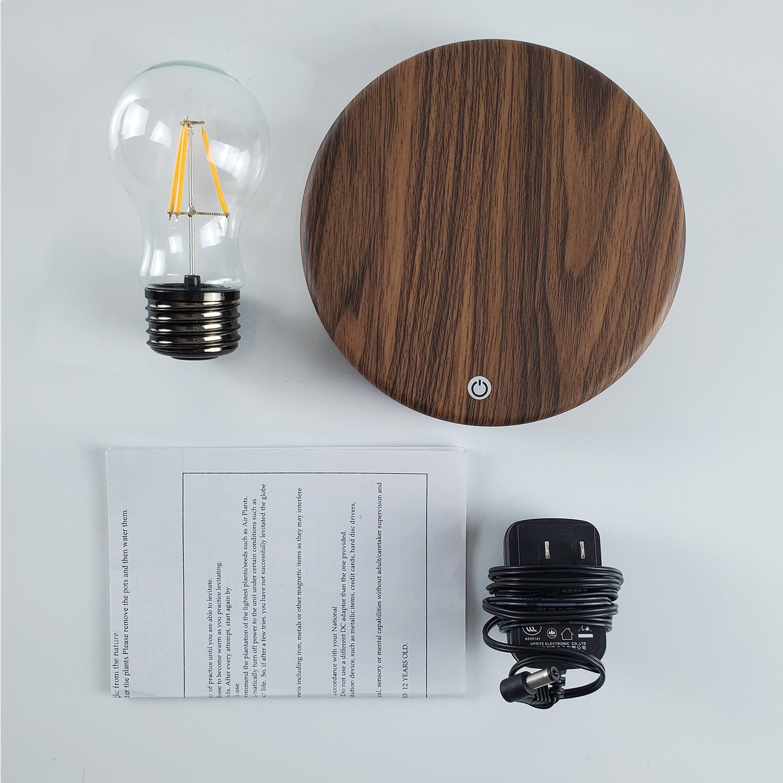Ampoule à lévitation magnétique imitation bois, veilleuse, décoration de chevet, lampe de table, cadeau d'anniversaire créatif pour petite amie