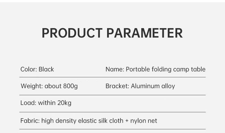 Table pliante ultra légère pour camping en plein air, camping-car, barbecue portable, pique-nique, trou pour tasse, sac pour téléphone portable, petite table