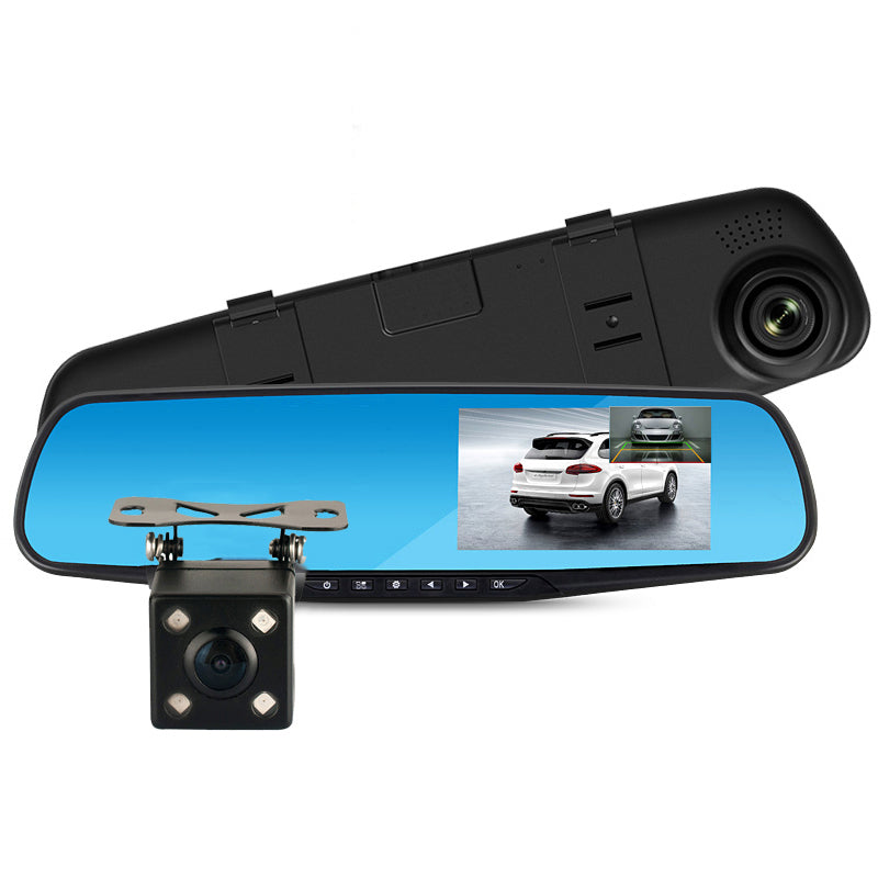 Caméra DVR de voiture Full HD 1080p, rétroviseur automatique de 4,3 pouces, enregistreur vidéo numérique, double objectif