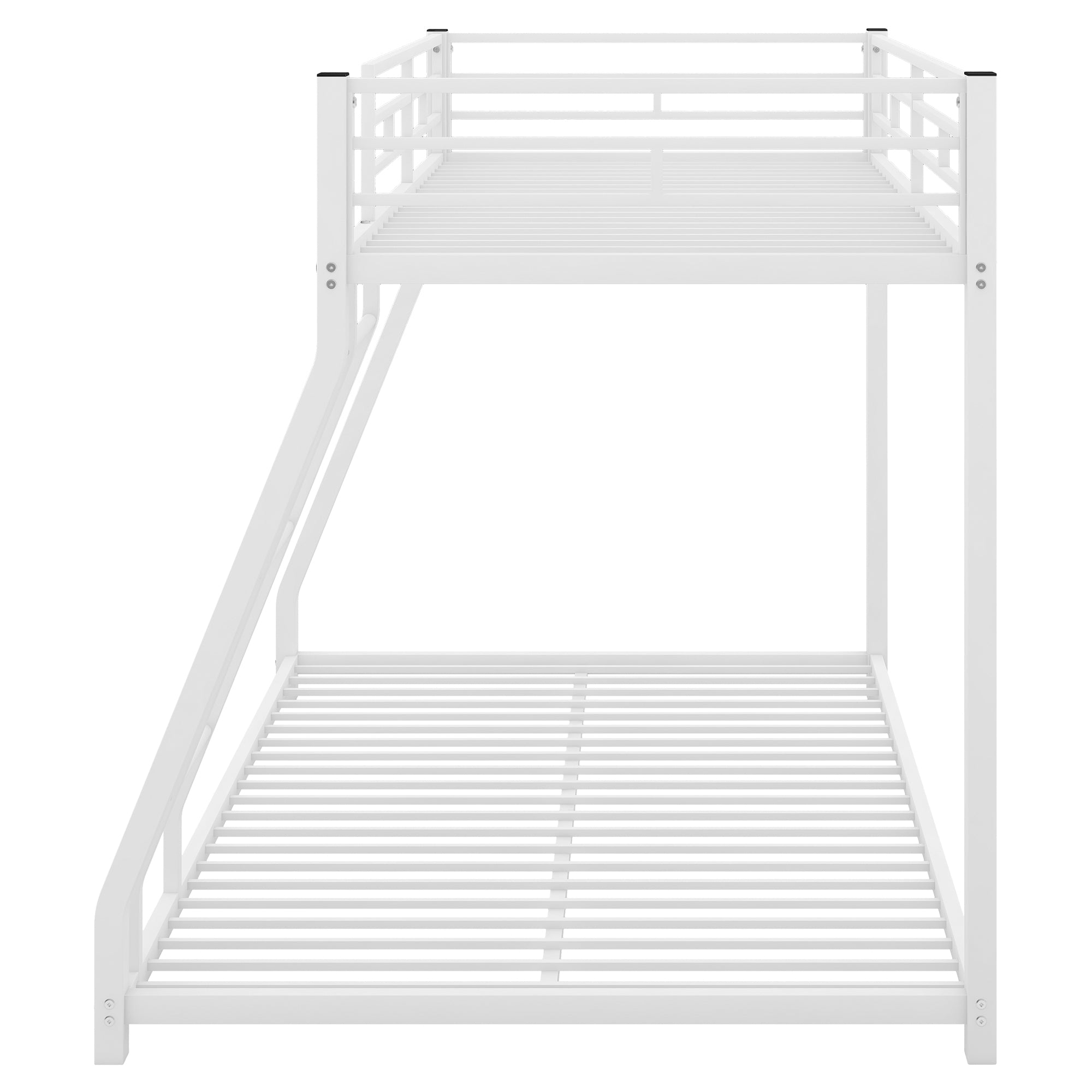 Metal Floor Bunk Bed Twin over Full White