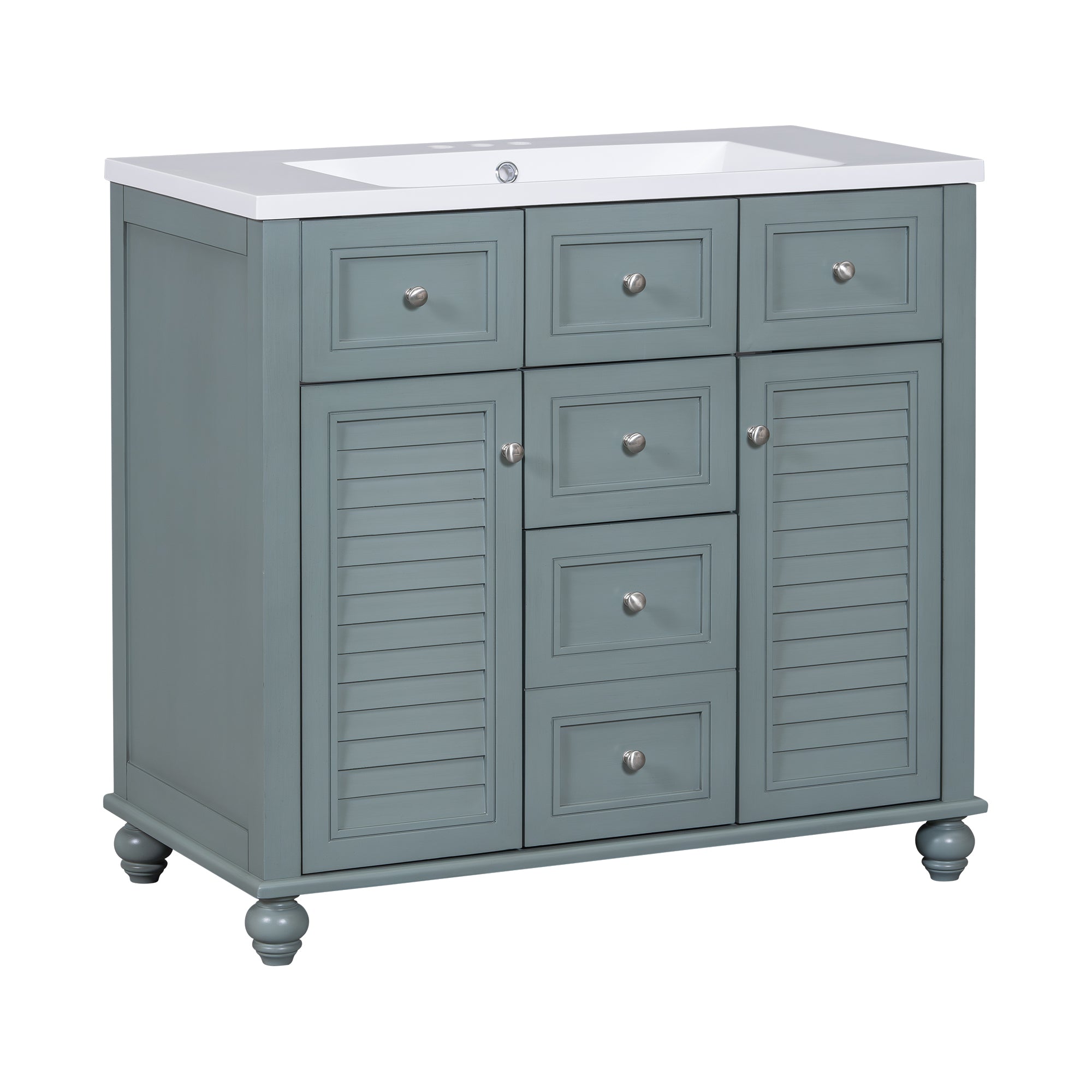 Armoire à miroir moderne de 36 pouces avec étagères réglables, 2 portes à fermeture douce et 6 organisateurs de portes d'armoire de rangement à tiroirs