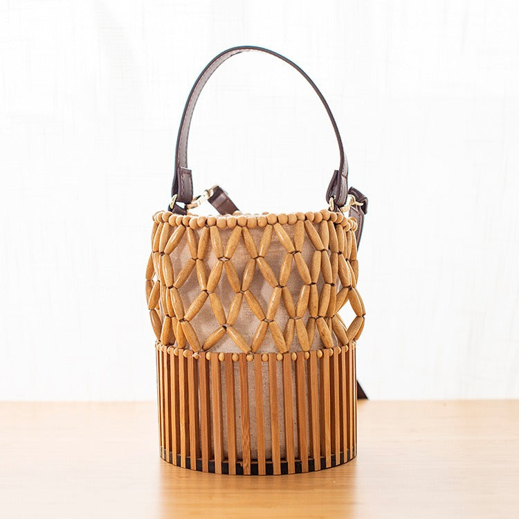 Sac à bandoulière en bambou tissé à la main, sac en bambou tissé en rotin, sac de plage de vacances, sac à bandoulière artisanal