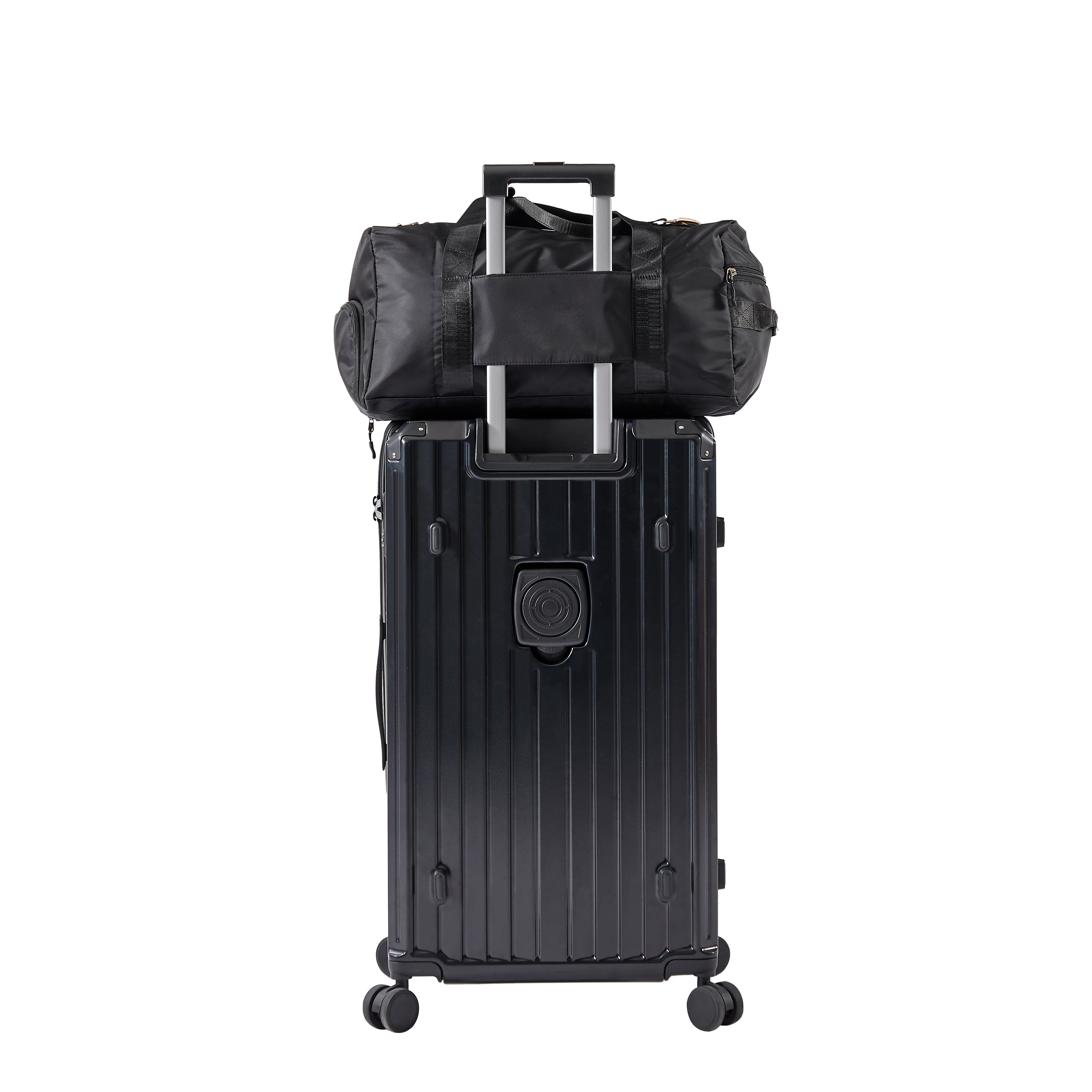 Ensemble de 4 valises (20"/24"/29"/sac de voyage), valises légères et résistantes en PC et ABS avec porte-gobelet pliable, serrure TSA, noir