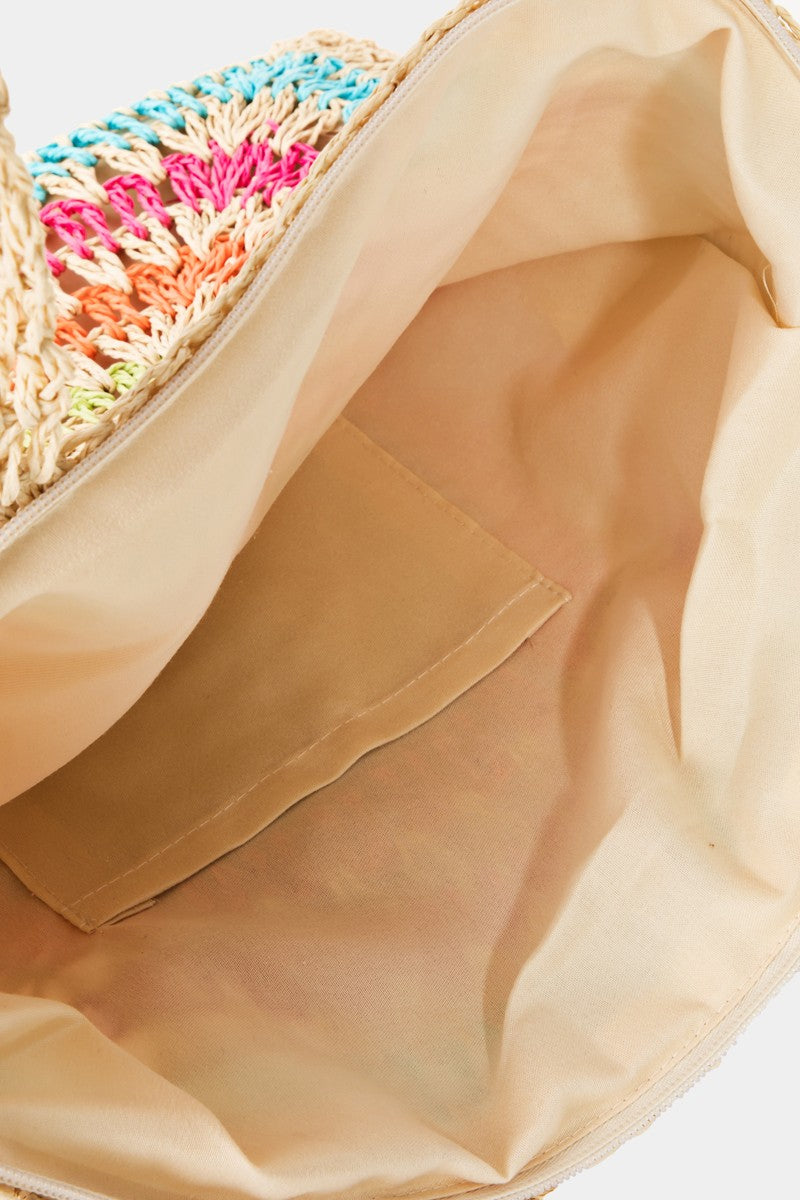 Sac fourre-tout en tricot crocheté Fame Rainbow