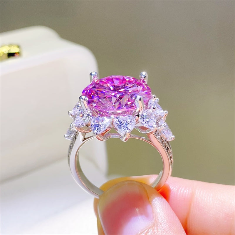 Bague en argent sterling 925 avec moissanite et zircon 10 carats